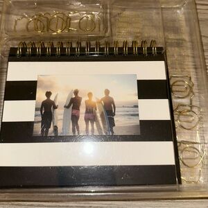 Black and White Striped Notebook with Gold Accents
